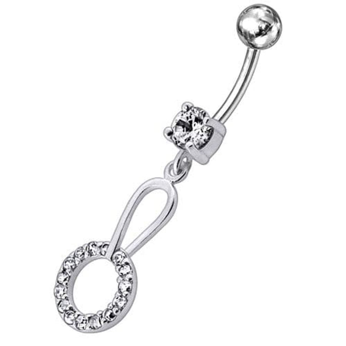 Jeweled Fancy Dangling SS Curved Navel Ring