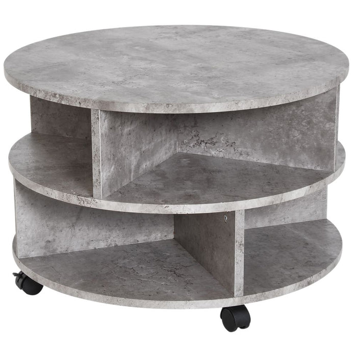 2-Tier Cement Coffee Table, 60x39.5H cm - Premium Quality