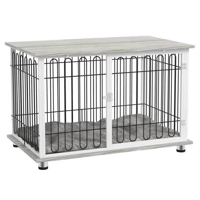 Premium PawHut Dog Crate Furniture End Table - Lockable Door & Soft Cushion