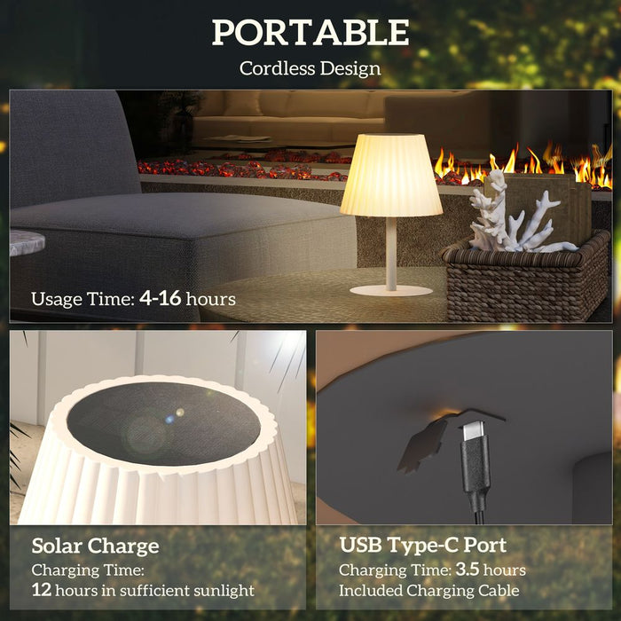 Outsunny Outdoor Table Lamp with Solar and USB Charge, Cordless, Auto Switch