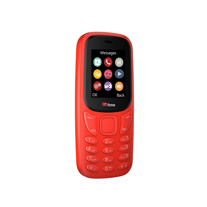 TTfone TT170 Red Dual SIM | USB Cable | O2 Pay As You Go | Unlocked | Emergency Use