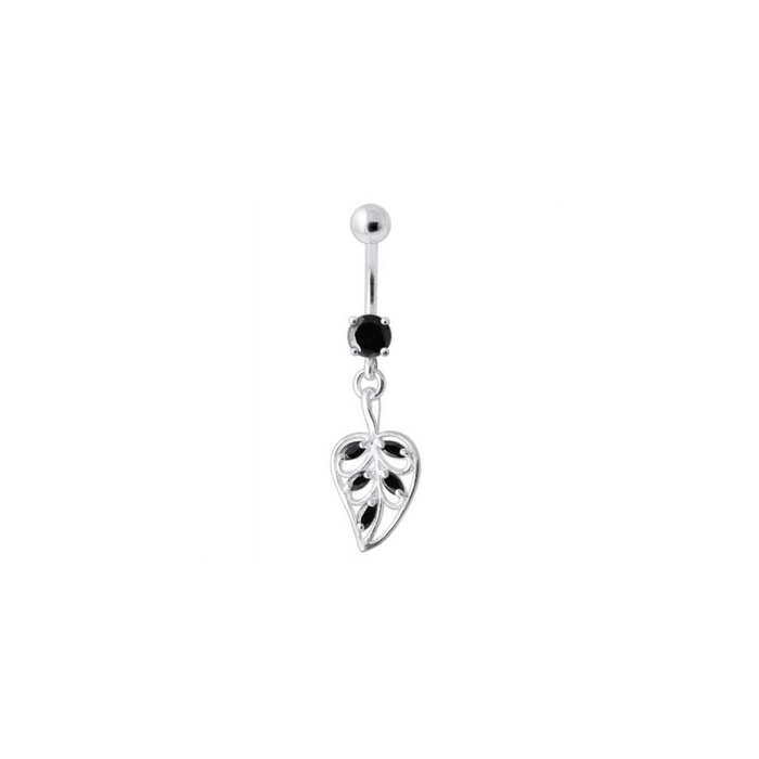 Jeweled Leaf Navel Belly Ring