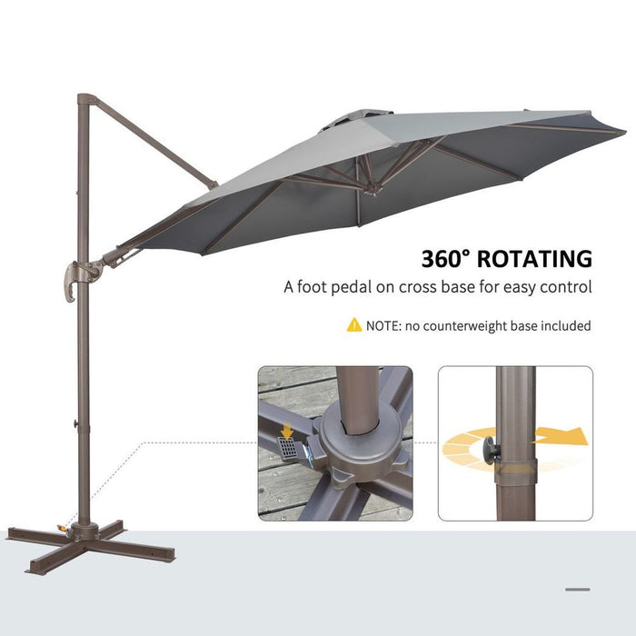 3(m) Cantilever Parasol 360° Rotation Roma Umbrella Grey