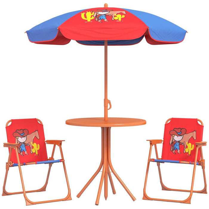 Cowboy-Themed Kids Bistro Table & Chair Set - Adjustable Parasol - Quality Guarantee