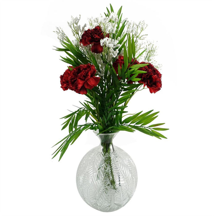 Premium 65cm Red Carnations Glass Ball Vase - Best Quality, Complete Pack - Artificial Flower Arrangement