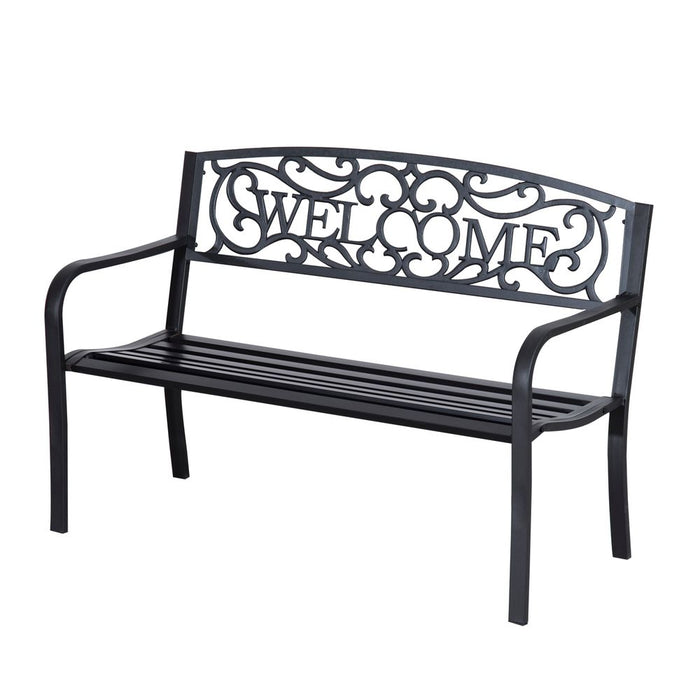 High-Quality 2-Seater Bench - Durable Steel Frame - Ideal for Gardens and Patios - Relax and Enjoy the Outdoors - Black