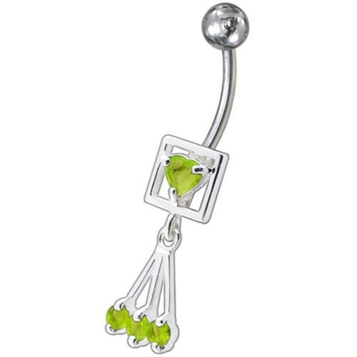 Fancy Centered In Box Jeweled Dangling Belly Ring