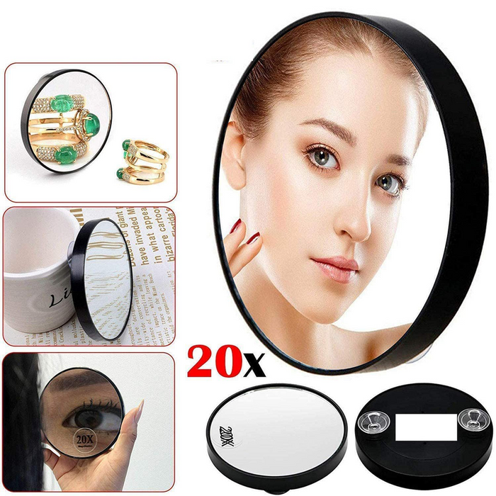 Crystal Clear 20X Magnifying Mirror | Makeup Cosmetic & Eye Makeup | Travel Size Suction Mirror | Professional Quality