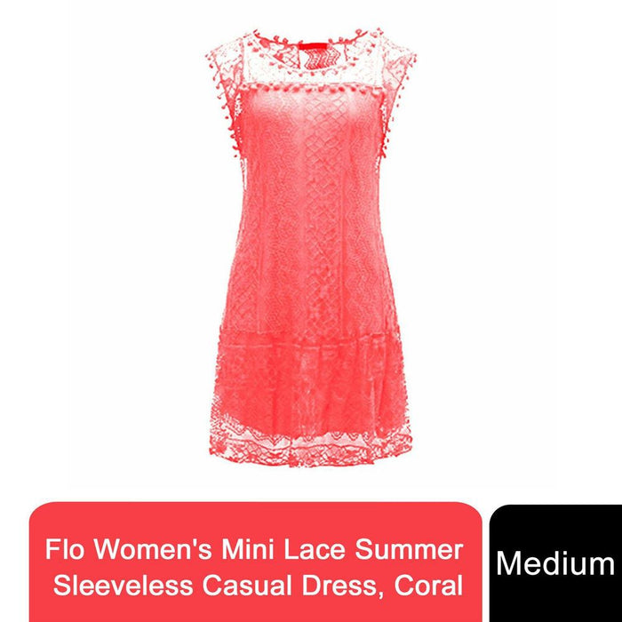 Flo Women's Mini Lace Summer Sleeveless Casual Dress or Midi Casual Dress