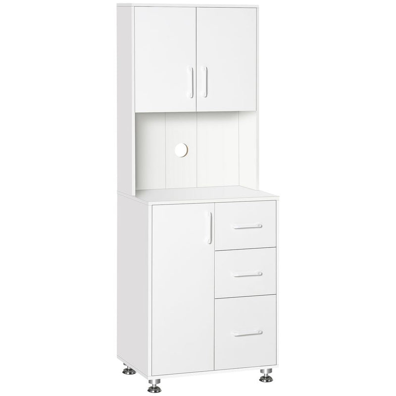 Premium Kitchen Buffet Storage, 2 Cabinets, 3 Drawers, 60x40x150cm, High-Quality White Finish