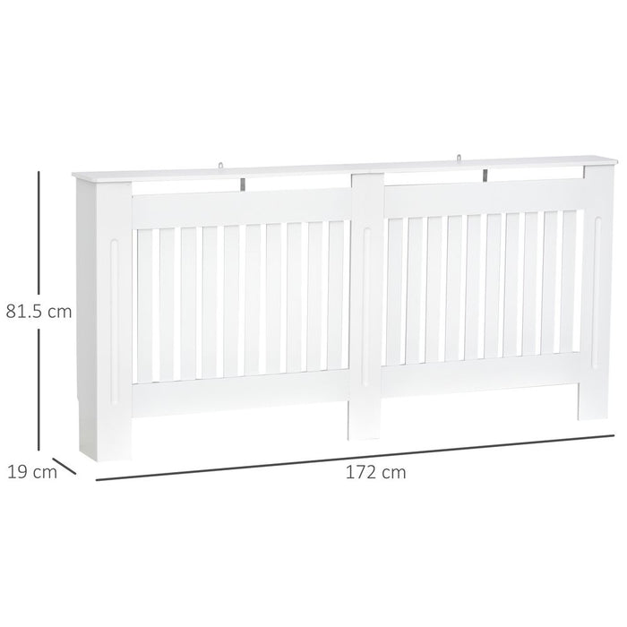 HOMCOM Slatted Radiator Cover Painted Cabinet MDF Lined Grill in White (172L x 19W x 81.5H cm)