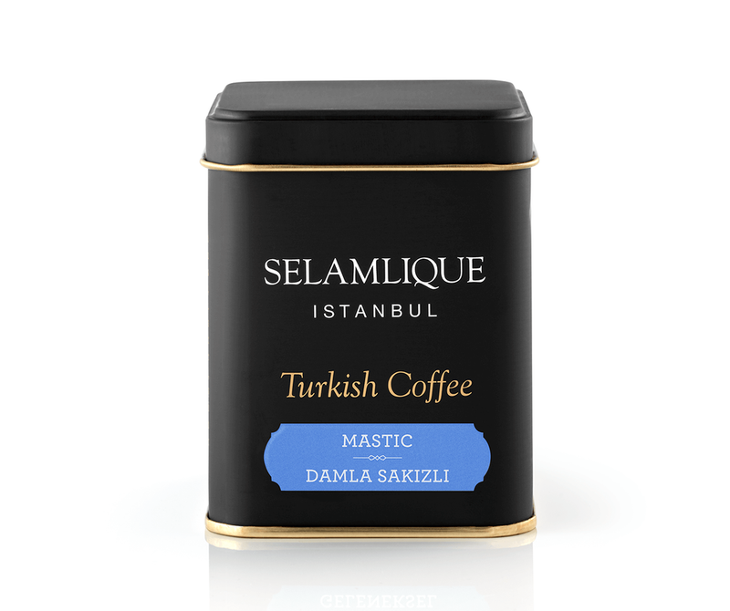 Selamlique Mastic Flavoured Ground Turkish Coffee, Turkish Mastic Flavoured Fine Grind Coffee, 1 Box of 125g