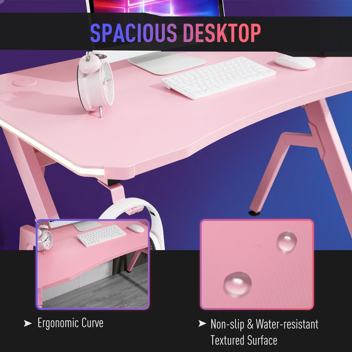 Ultimate Gaming Desk: RGB LED, Spacious Desktop, Ergonomic Design, Storage - High Performance!