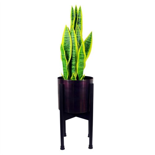 Leaf Metal Planter Plant Pot Iridescent Rainbow Finish 20 x 18cm