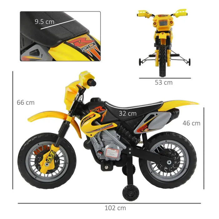 High-Quality Electric Ride-On Motorcycle for Kids - Yellow, 25kg Max Load, 25W Motor, 2.5km/h Speed, 45min Playtime