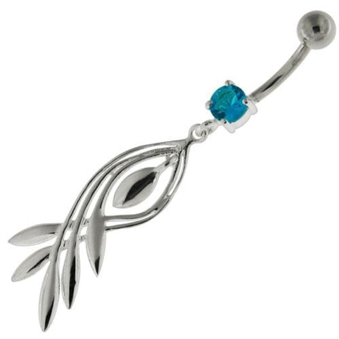 925 Sterling Silver Plain Twisted Leaf Belly Button Ring