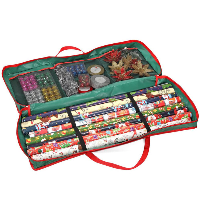 Christmas Xmas Gift Wrap Storage Bag [Green,0008941] - Organize, Store, & Protect Your Wrapping Paper & Accessories