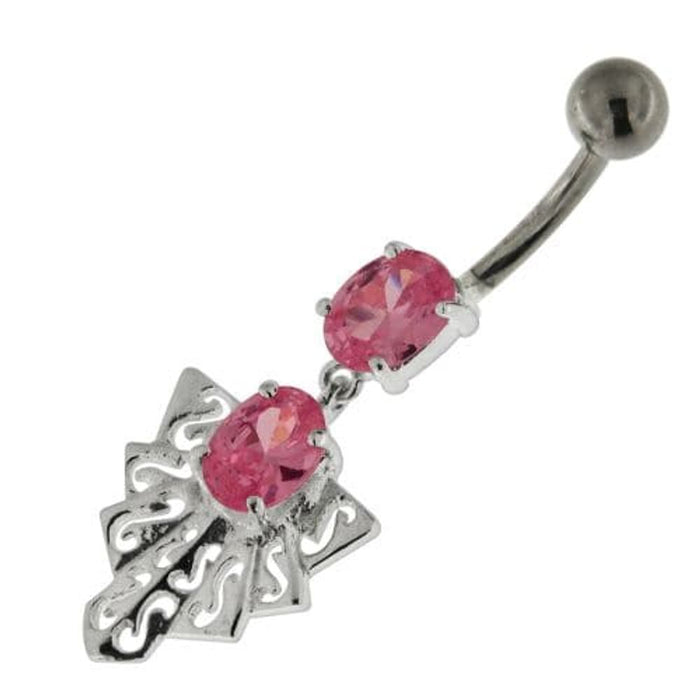 925 Sterling Silver Twin Jeweled chandelier Belly Button Ring