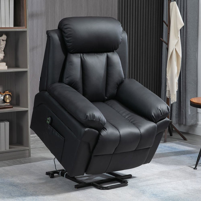 Premium PU Leather Lift Stand Recliner - Extra Padded Electric Power w/Remote Control for Ultimate Comfort