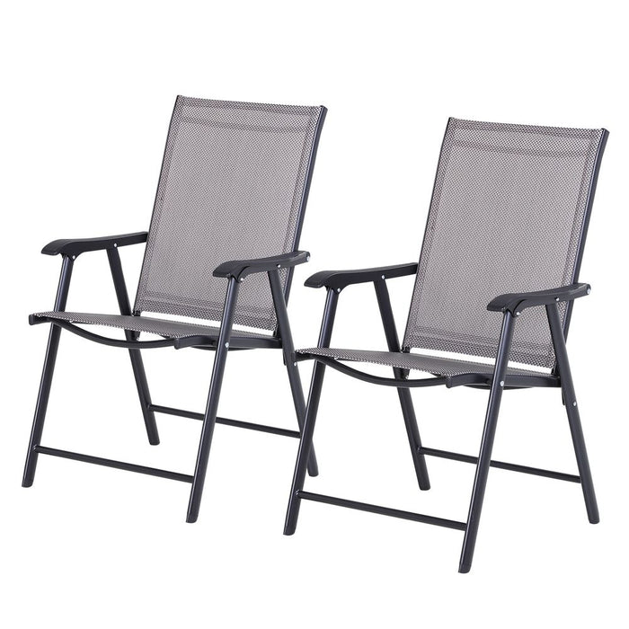 Outsunny Garden Armchairs - 2 PCS Grey Folding Outdoor Patio Furniture - Modern Design - High Quality