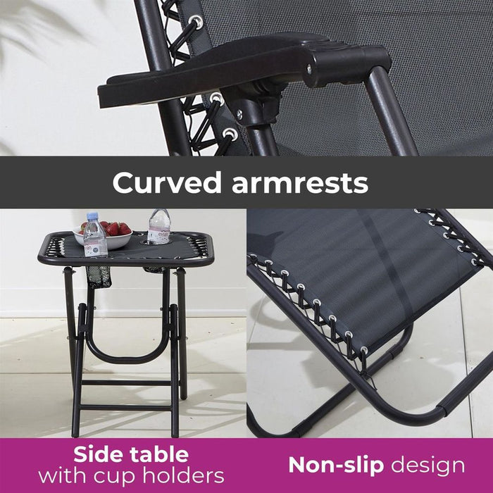 Premium Zero Gravity Garden Chairs & Table - Adjustable, Folding, Comfortable, Durable & Stylish Furniture Set