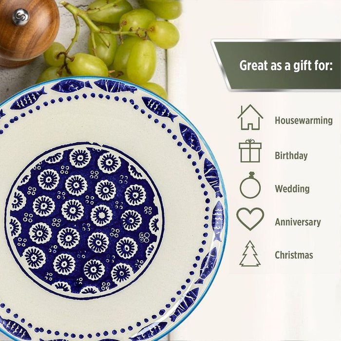 Ceramic Side Plate Nature Fish Dark Blue 21cm