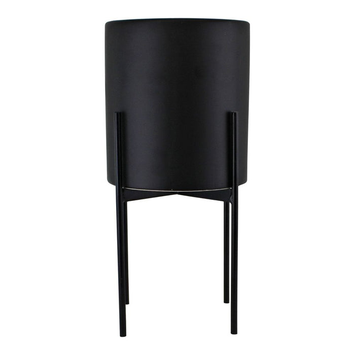 Minimalist Black Planter | Metal Stand | 28cm | Indoor/Outdoor Décor