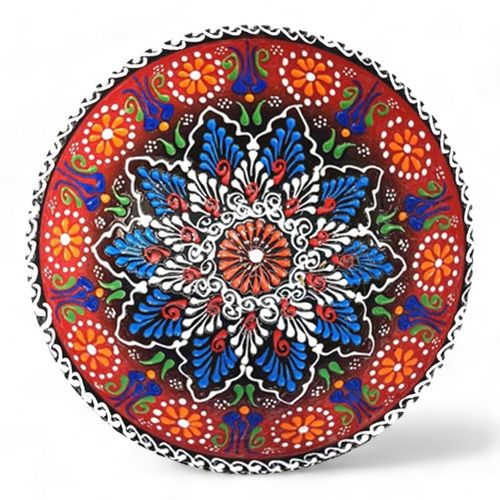 Handmade Ceramic Bowl Mexican Red to Black 21cm