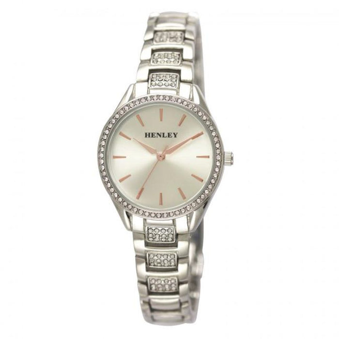 Henley Ladies Silver Sports Dress Watch - Bling Silver Dial & Bracelet - H07317.1