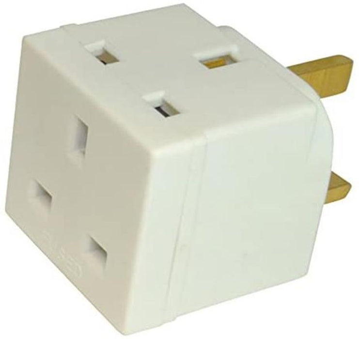 CDL Micro 2 Way Double UK Mains 3 Pin 250v Adapter Plug Socket - High Quality, Professional Seller