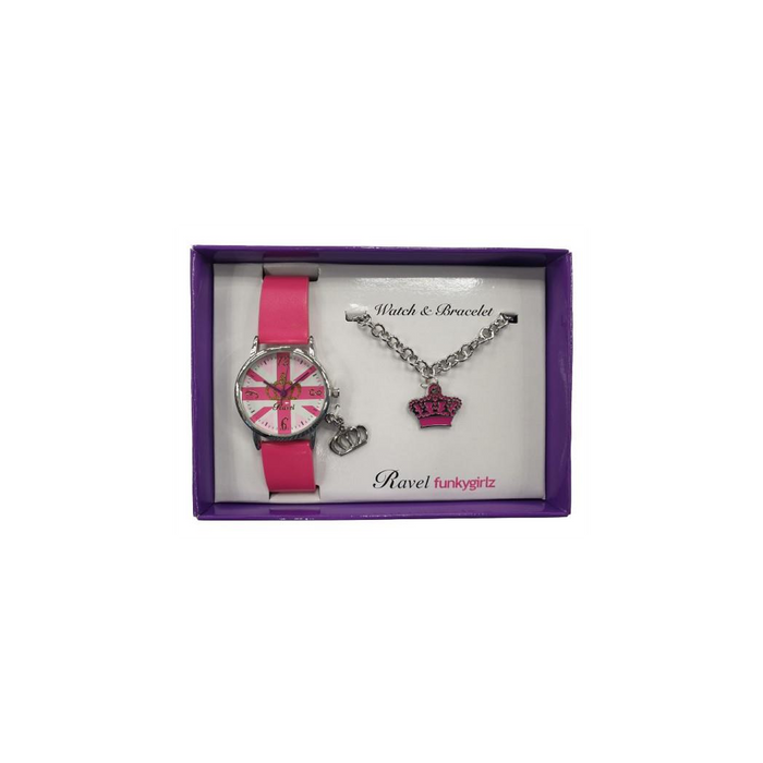 Fashionably Sleek Timepiece with Matching Bracelet - Ravel Funkygirlz R3303