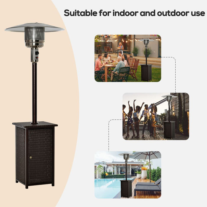 Outsunny 12KW Gas Patio Heater Wicker Rattan Terrace Standing - High Quality, Reliable Heat with Tabletop