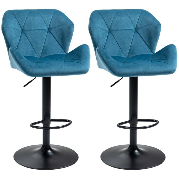 2x Bar Stools / Dining Chairs - Blue 57W x 58D x 97-117Hcm