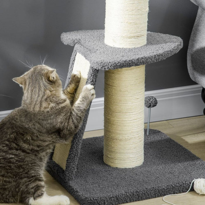 Ultimate Indoor Cat Tree Tower: Scratching Posts, Pad, Toy Ball, Dark Grey