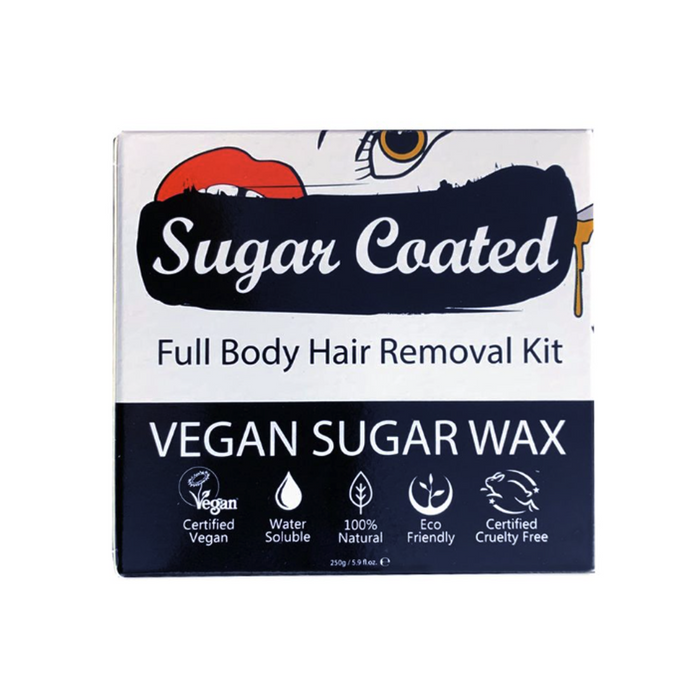 Sugar Coated Full Body Hair Removal Kit 250g - Natural, Vegan, Gentle, Water Soluble