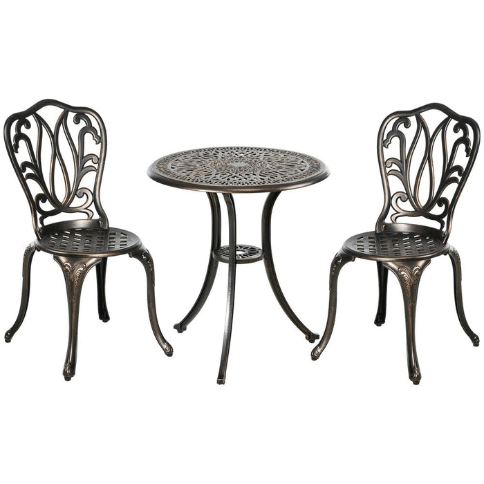 Premium Outsunny 3-Piece Patio Bistro Set | Outdoor Table Set w/ Umbrella Hole | Bronze