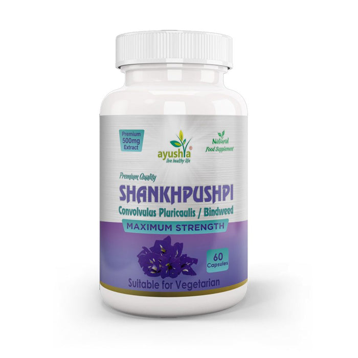 Premium Shankhpushpi Capsule - Boost Memory & Brain Function, Reduce Stress, Improve Sleep - 100% Natural