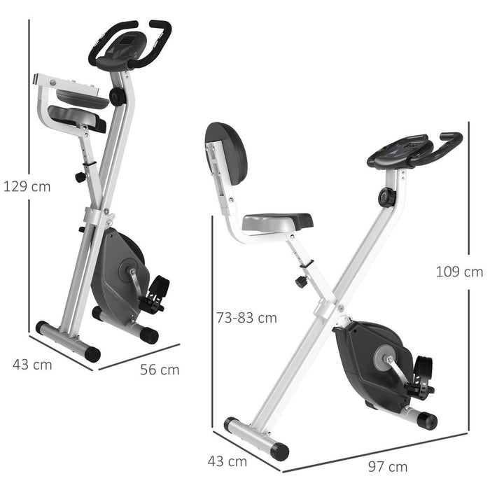 Luxurious HOMCOM Foldable Exercise Bike - Magnetic Resistance, LCD, Adjustable Seat - Grey