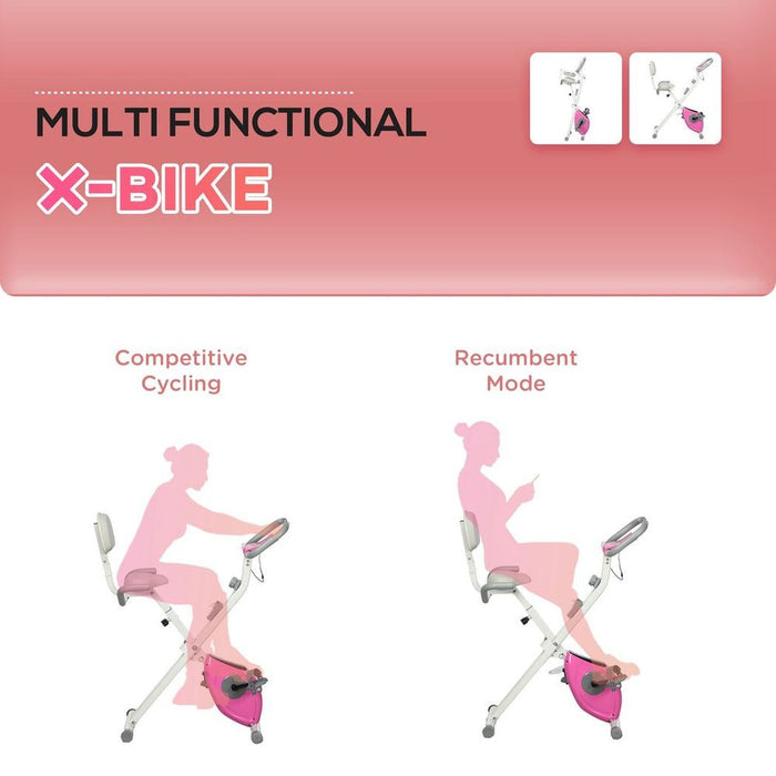 HOMCOM Foldable Exercise Bike - Adjustable Magnetic Resistance, High-Quality Seat, Compact Design