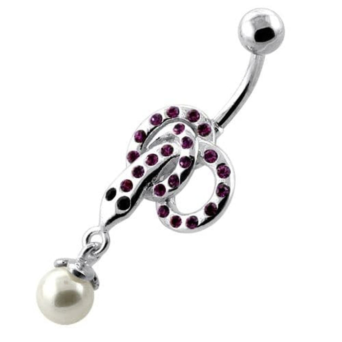 Multi Jeweled Snake with Hanging Ball Navel Belly Ring