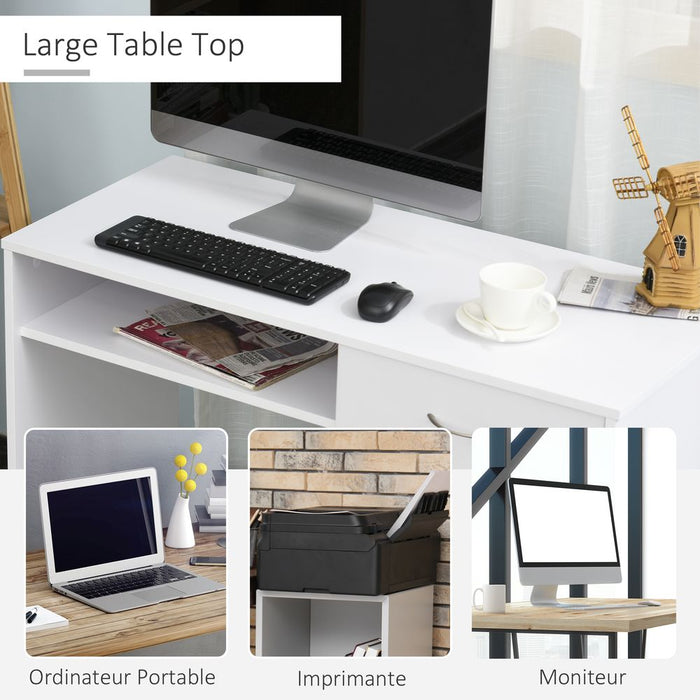 Sleek White Computer Desk w/ Shelf & Drawer - Perfect for Home or Office