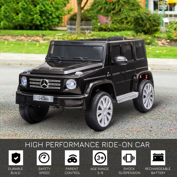 HOMCOM Mercedes Benz G500 Licensed 12V Kids Electric Ride On Car Toy with Parental Remote Control Battery-powered 2 Motors Music Lights MP3 for 3-8 Years Old Black