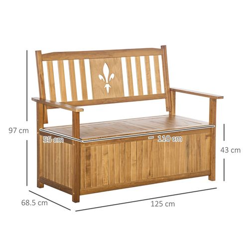 2 Seater Wood Garden Storage Bench Outdoor Storage Box Natural