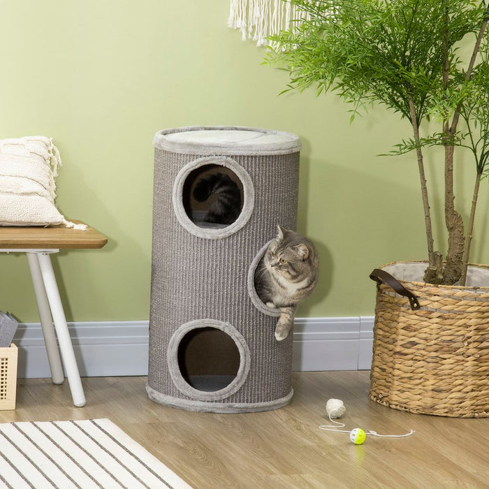 Premium Cat Barrel Kitten Tree Tower - Sisal-Covered, Cozy Platform - Ideal for Indoor Cats