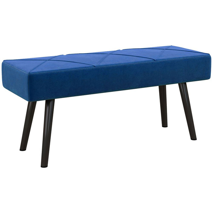 Luxury Velvet Bed Bench, Upholstered, Blue - HOMCOM