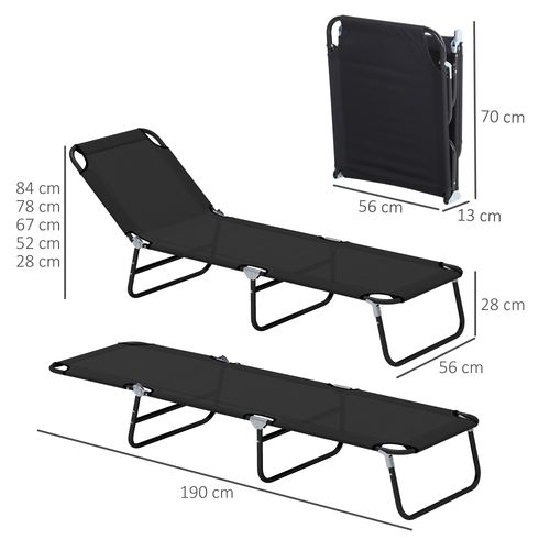 Outsunny 2 Piece Reclining Chaise Lounge with Adjustable Backrest, Black