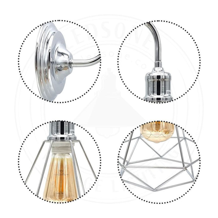 Modern Industrial Wall Sconce Light - Chrome Wall Lamp with E27 Fitting