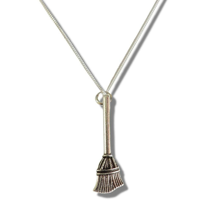 Broom Silver Necklace - Elegant and Stylish Cleaning Charm for Women - High-Quality Sterling Silver - Perfect Gift for All Occasions