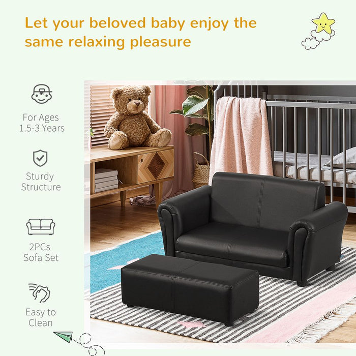 Kids Childrens Sofa Set 2 Seater Seat Furniture Armchair Boys Girls Footstool