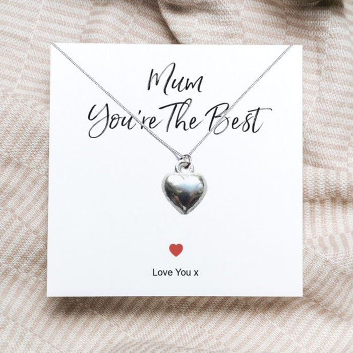 Mum You're The Best Heart Necklace & Message Card